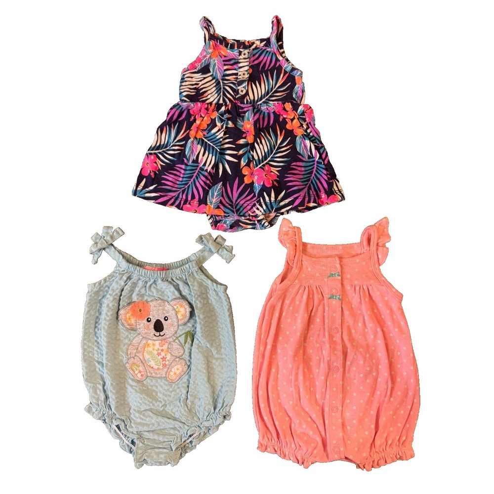 Carters Baby Girl Clothes Lot 3 Months Dress Rompers Outfits Summer Bundle Koala